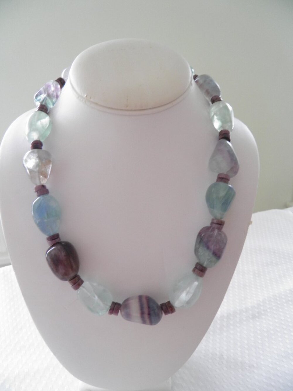 Fluorite Chunky Statement Necklace 19" long